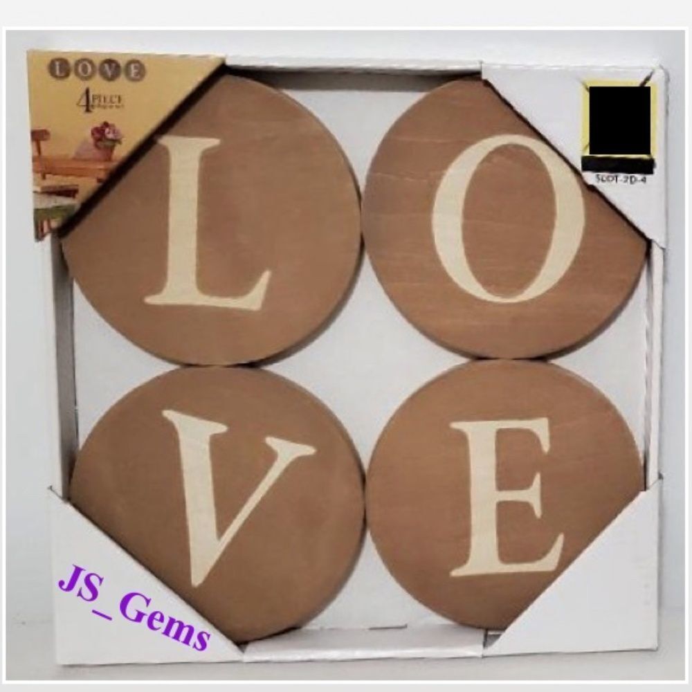 New Sign Of The Times Wall Plaque Love Letter Art Wood Brown Circles NWT
